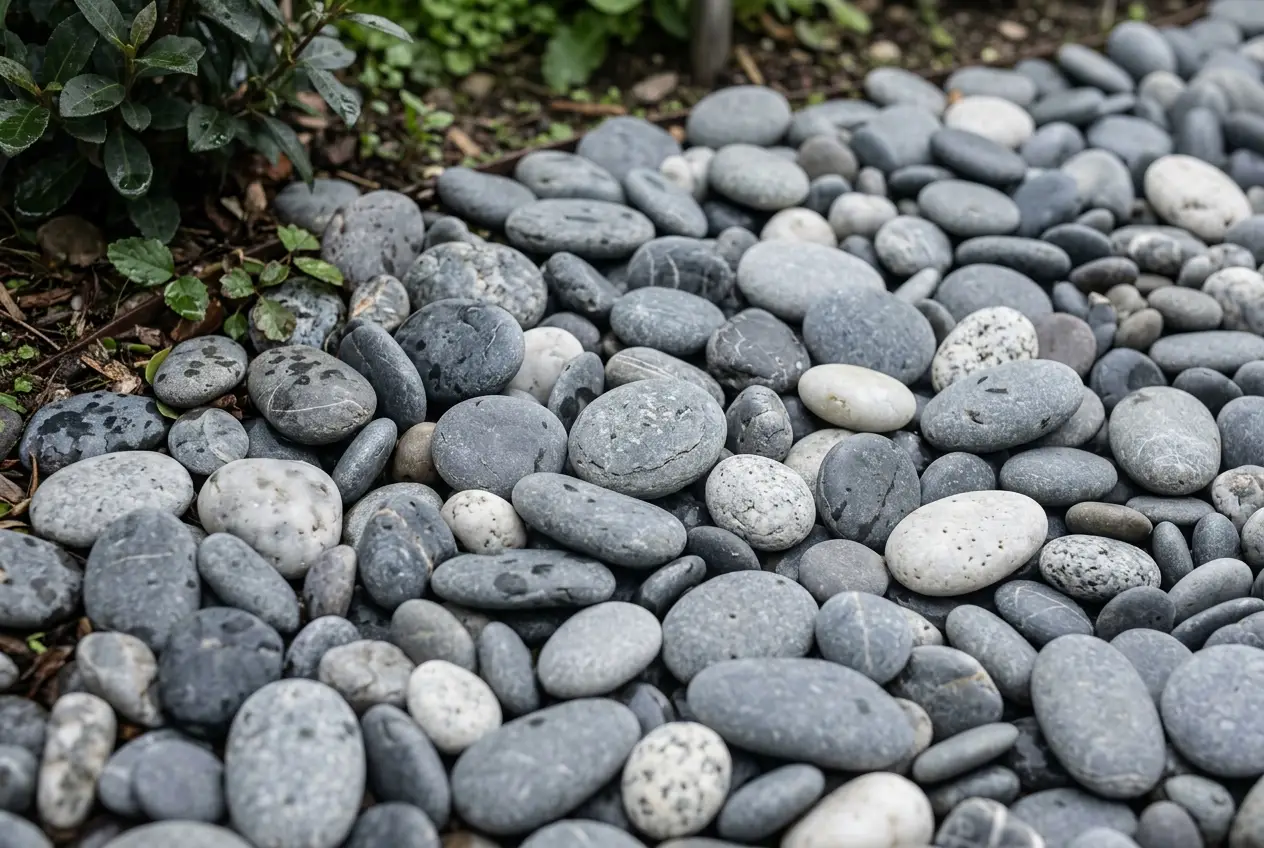 Smooth gray and white beach pebbles
